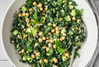 Lemon Tahini Kale and Chickpea Salad