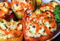 Buffalo Chicken Stuffed Peppers Recipe — Spicy Cheesy Baked Peppers