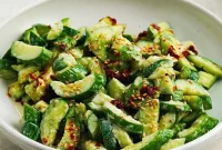 Smashed Cucumber Salad with Creamy Tahini-Miso Dressing