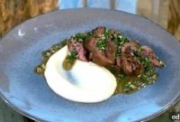 Roast Lamb Kidney with Celeriac Purée and Truffle Vinaigrette