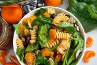 Mandarin Spinach Pasta Salad with Citrus Vinaigrette