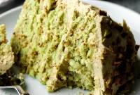 Moist Vegan Pistachio Cake Recipe with Matcha Glaze
