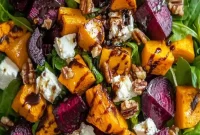 Roasted Butternut & Beetroot Salad with Goat Cheese and Herbs