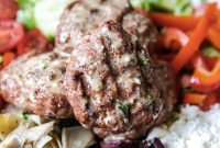 Greek-Style Grilled Meatball Bowls with Tzatziki and Rice