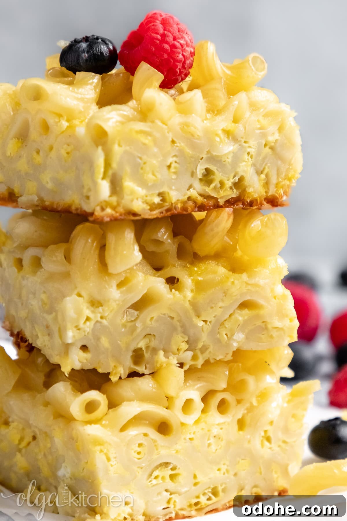 Sweet Baked Pasta and Egg Casserole Recipe 2 Baked Sweet Pasta Eggs Casserole is a childhood dish and a major family pleaser. Every bite is loaded with pasta and eggs with a little hint of sweetness within each bite. #pasta #bakedpasta #onepotmeal #pastacasserole #dessertpasta #breakfast #olgainthekitchen