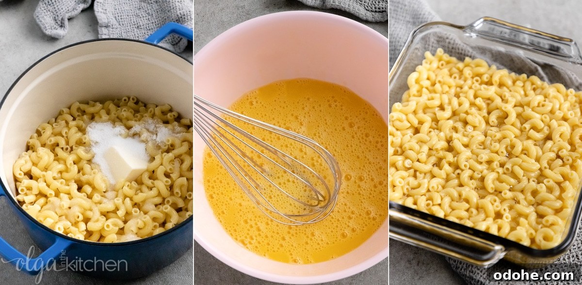 Sweet Baked Pasta and Egg Casserole Recipe 5 Baked Sweet Pasta Eggs Casserole is a childhood dish and a major family pleaser. Every bite is loaded with pasta and eggs with a little hint of sweetness within each bite. #pasta #bakedpasta #onepotmeal #pastacasserole #dessertpasta #breakfast #olgainthekitchen