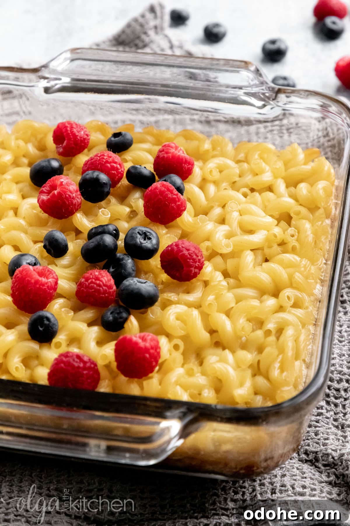 Sweet Baked Pasta and Egg Casserole Recipe 7 Baked Sweet Pasta Eggs Casserole is a childhood dish and a major family pleaser. Every bite is loaded with pasta and eggs with a little hint of sweetness within each bite. #pasta #bakedpasta #onepotmeal #pastacasserole #dessertpasta #breakfast #olgainthekitchen