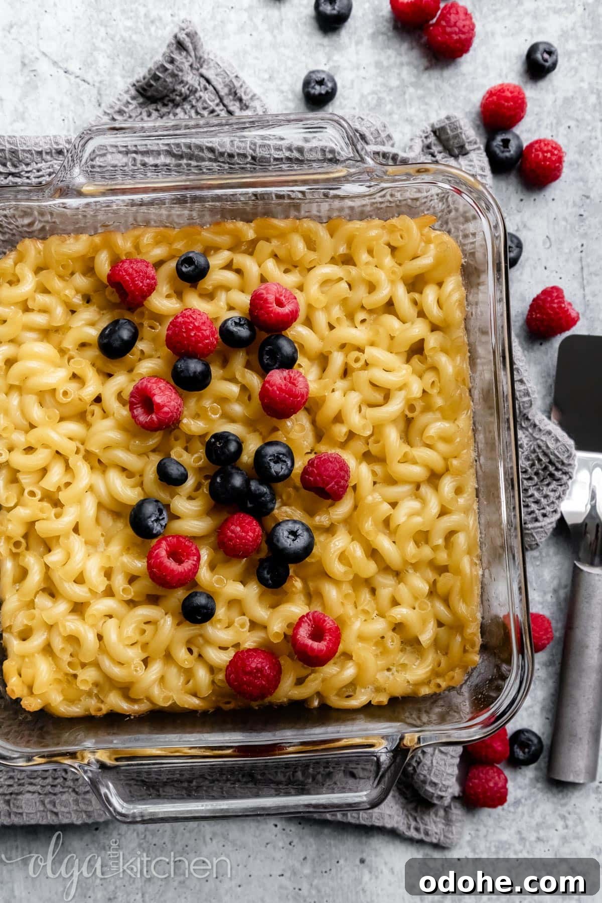 Sweet Baked Pasta and Egg Casserole Recipe 8 Baked Sweet Pasta Eggs Casserole is a childhood dish and a major family pleaser. Every bite is loaded with pasta and eggs with a little hint of sweetness within each bite. #pasta #bakedpasta #onepotmeal #pastacasserole #dessertpasta #breakfast #olgainthekitchen