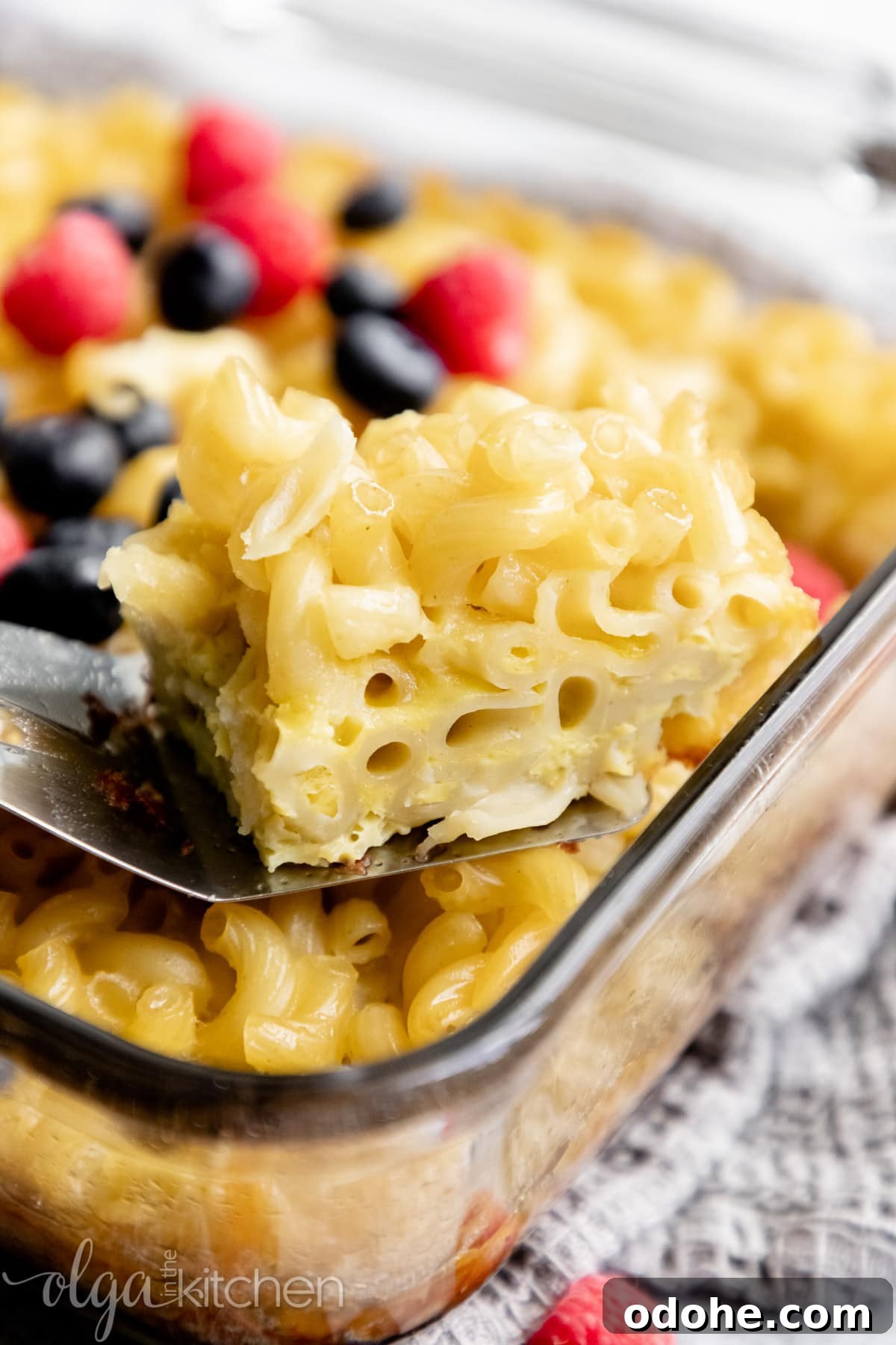 Sweet Baked Pasta and Egg Casserole Recipe 10 Baked Sweet Pasta Eggs Casserole is a childhood dish and a major family pleaser. Every bite is loaded with pasta and eggs with a little hint of sweetness within each bite. #pasta #bakedpasta #onepotmeal #pastacasserole #dessertpasta #breakfast #olgainthekitchen