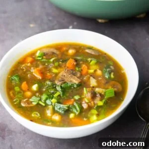 bowl of mushroom chickpea soup