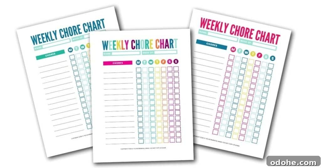 chore chart template for kids