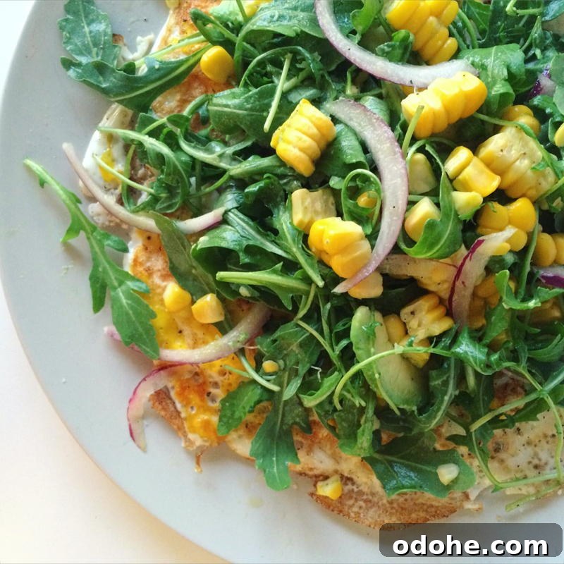Open-Faced Omelette with Arugula, Sweet Corn & Avocado Salad 3 open faced omelette with arugula, corn and avocado salad | www.nyssaskitchen.com