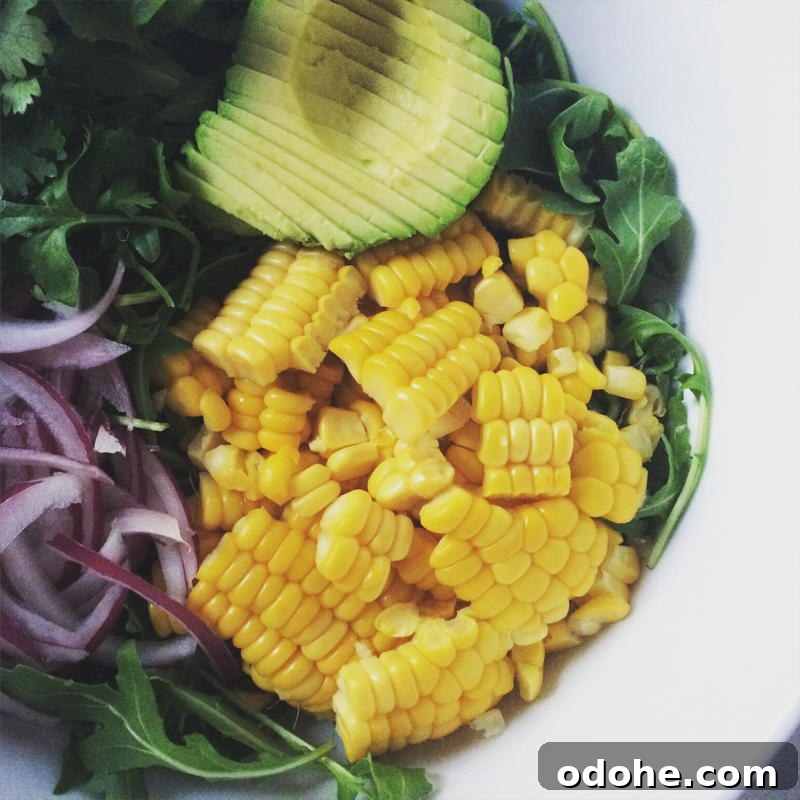 Open-Faced Omelette with Arugula, Sweet Corn & Avocado Salad 5 open faced omelette with arugula, corn and avocado salad | www.nyssaskitchen.com