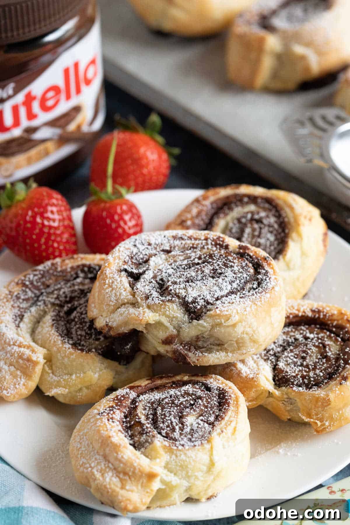 Nutella pinwheels on a plate.