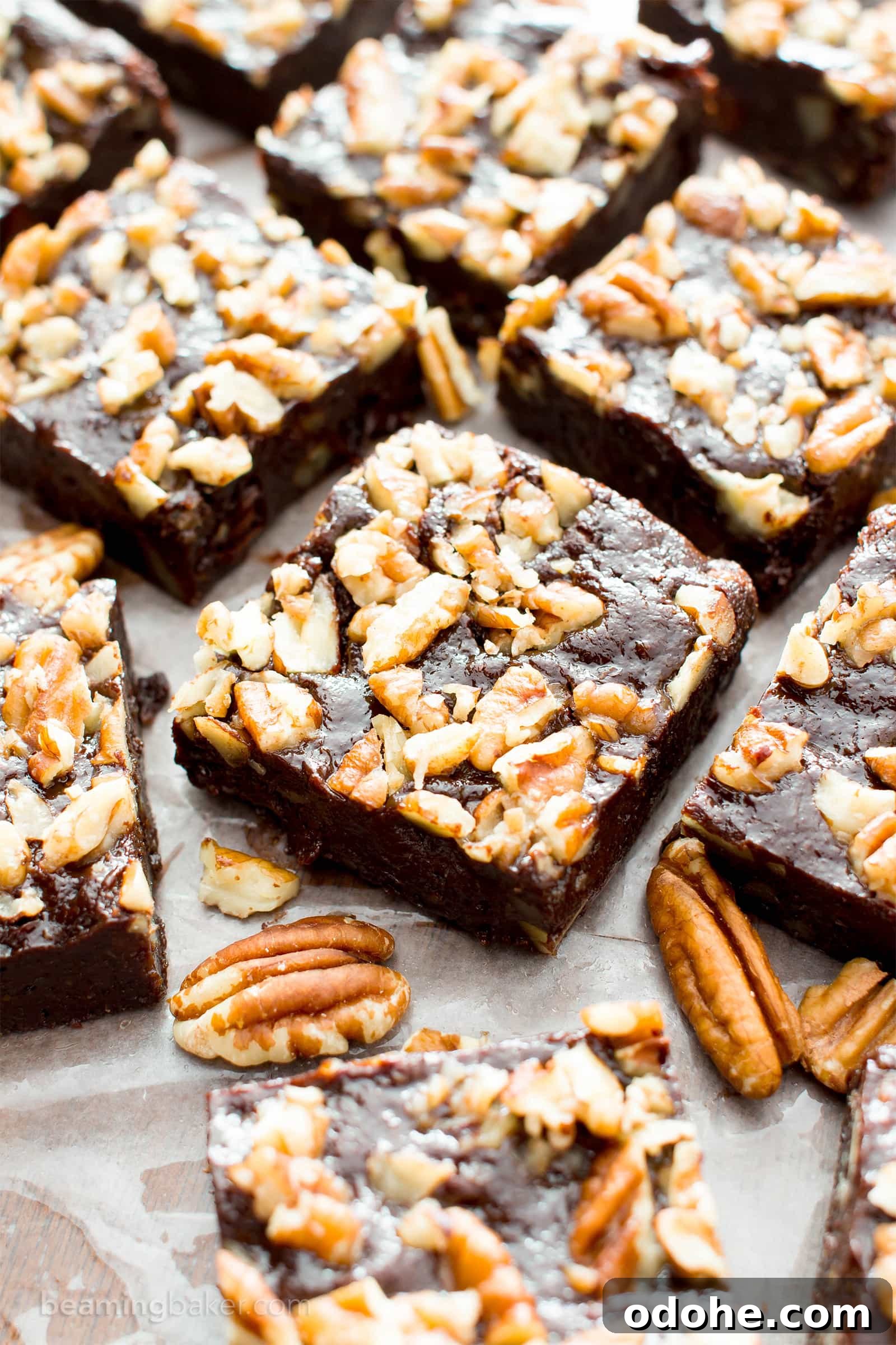 Super Fudgy Maple Pecan Paleo Brownies — Vegan, Gluten Free, Dairy-Free 4 Maple glazed pecans on brownies