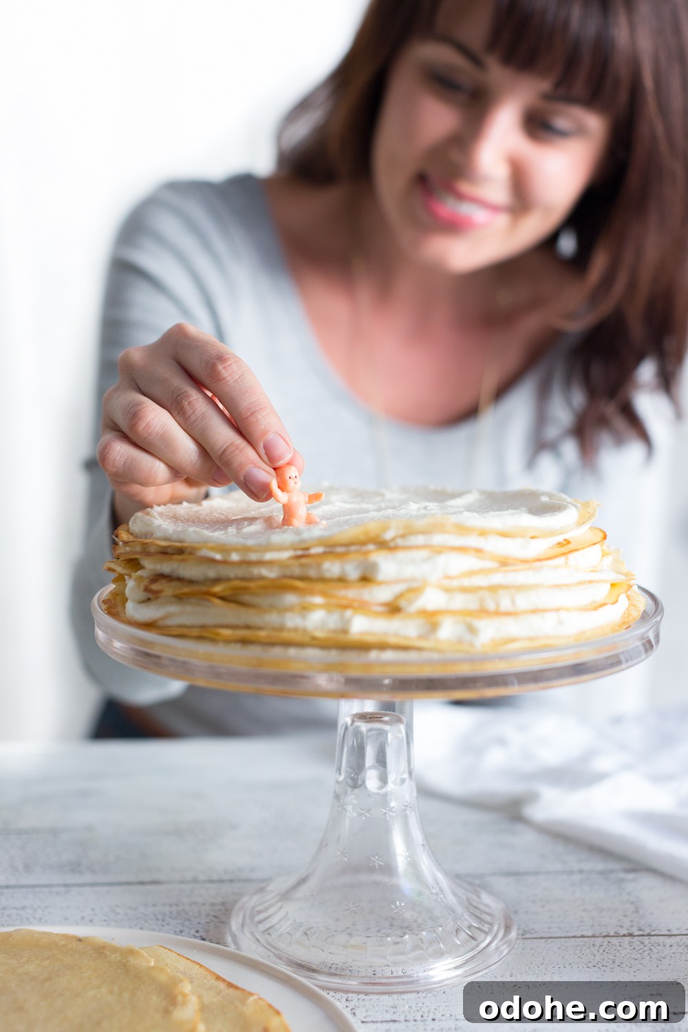 Crepe King Cake: Traditional French King Cake Made with Crepes 15 Add baby JC to the Crepe King Cake