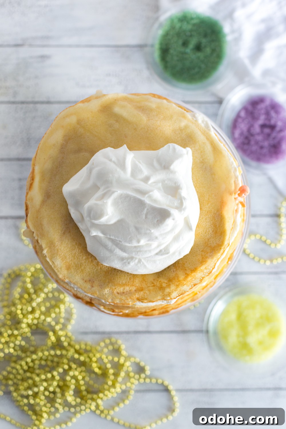 Crepe King Cake: Traditional French King Cake Made with Crepes 16 Topping Crepe King Cake