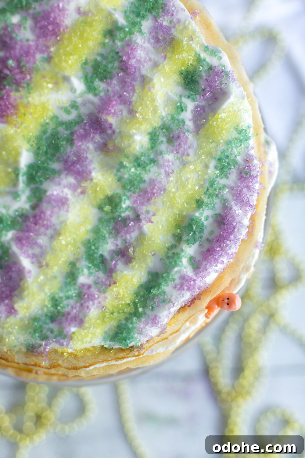 Crepe King Cake: Traditional French King Cake Made with Crepes 21 Crepe King Cake from above