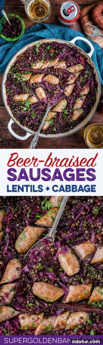Hearty Sausage, Lentil & Cabbage Stew Recipe 7 Beer-braised sausages with chorizo, lentils and red cabbage