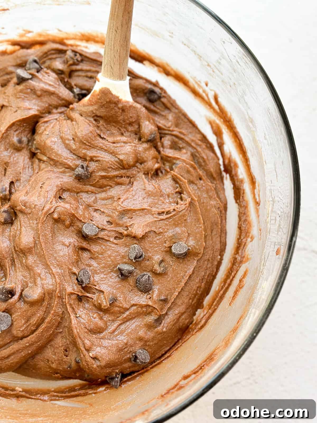 Chewy Sheet Pan Brownies: Perfect Brownie Recipe for Sharing 3 a close up of the brownie batter in the bowl.
