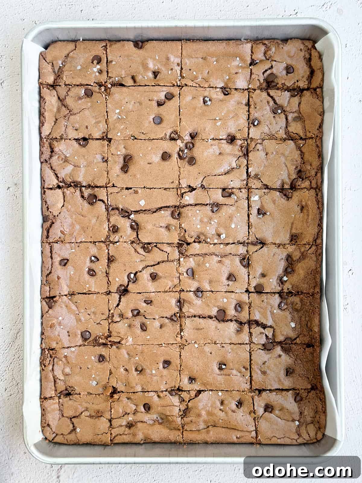 Chewy Sheet Pan Brownies: Perfect Brownie Recipe for Sharing 10 cut and ready to serve.