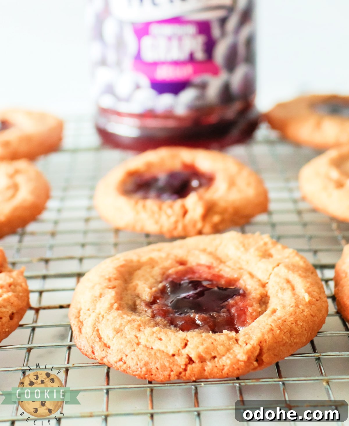 Peanut Butter & Jelly Cookie Recipe — Classic Sandwich Twist 11 Peanut butter cookie with grape jelly.