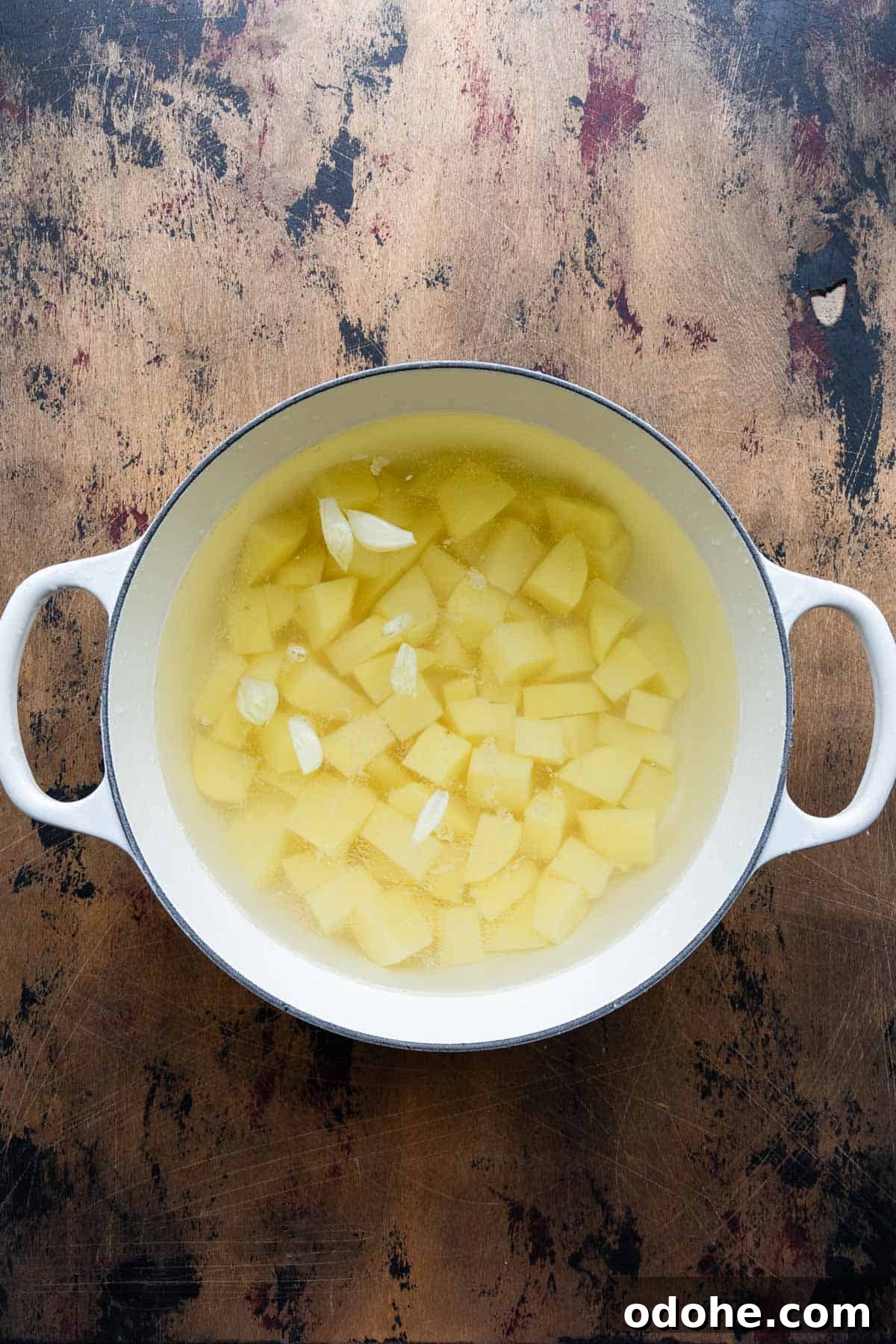 preparing the potatoes for boiling