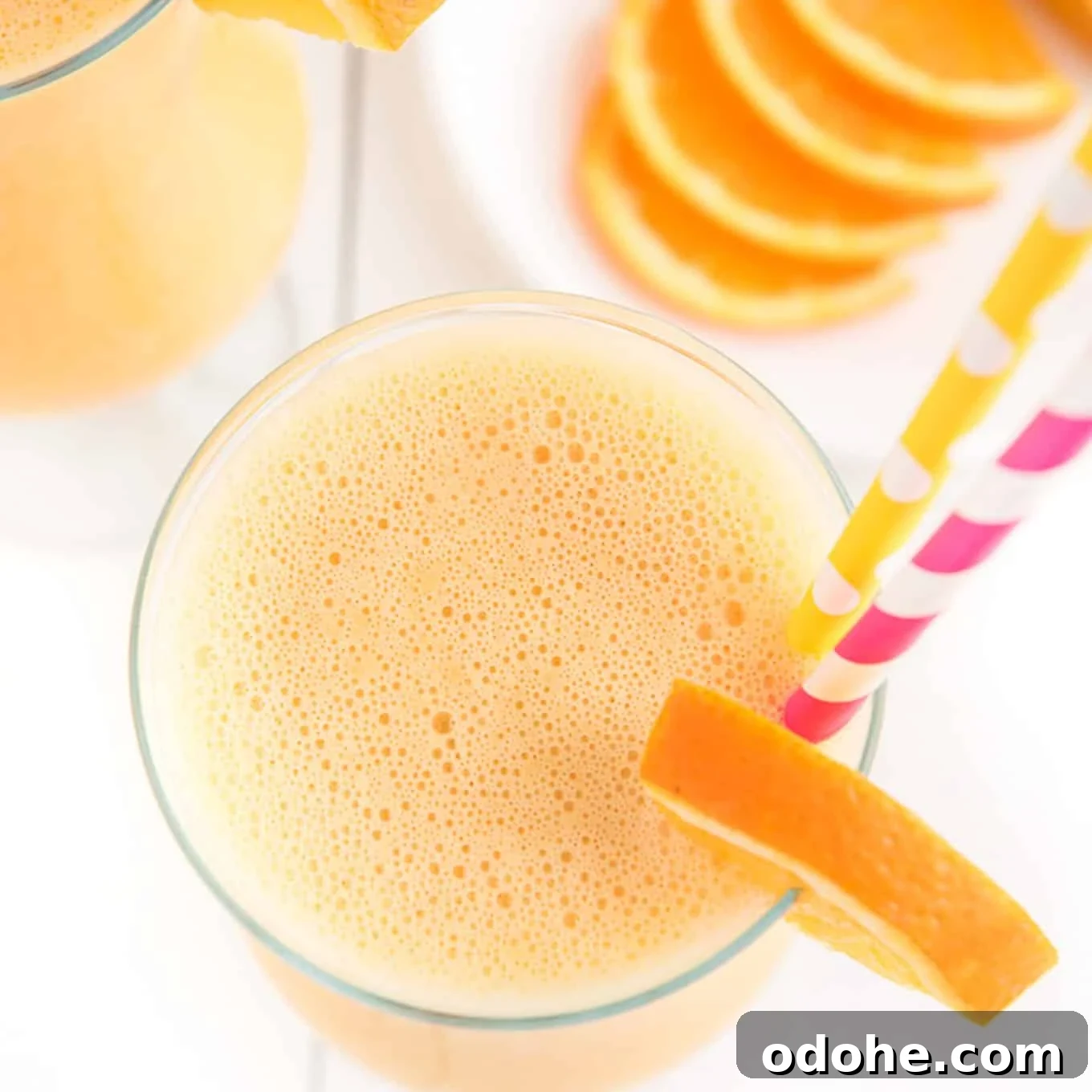 Energizing Orange Smoothie Recipe for Vitamin C Boost 7 Overhead shot of a delicious and healthy smoothie.