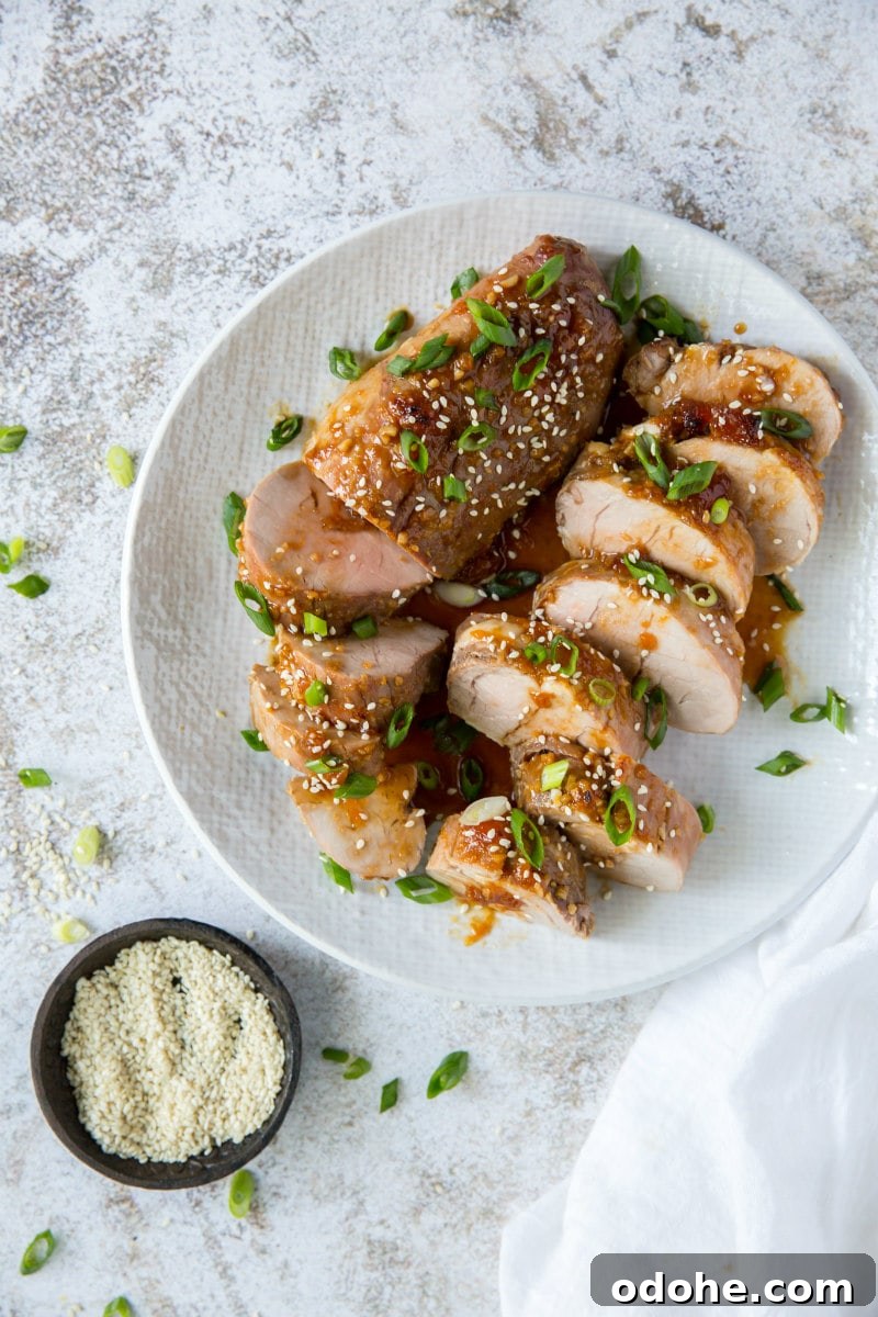 Ginger Glazed Pork Tenderloin platter of ginger glazed pork tenderloin