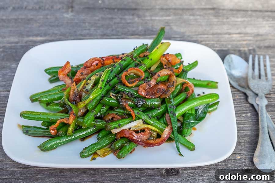 green beans with maple bacon and ginger