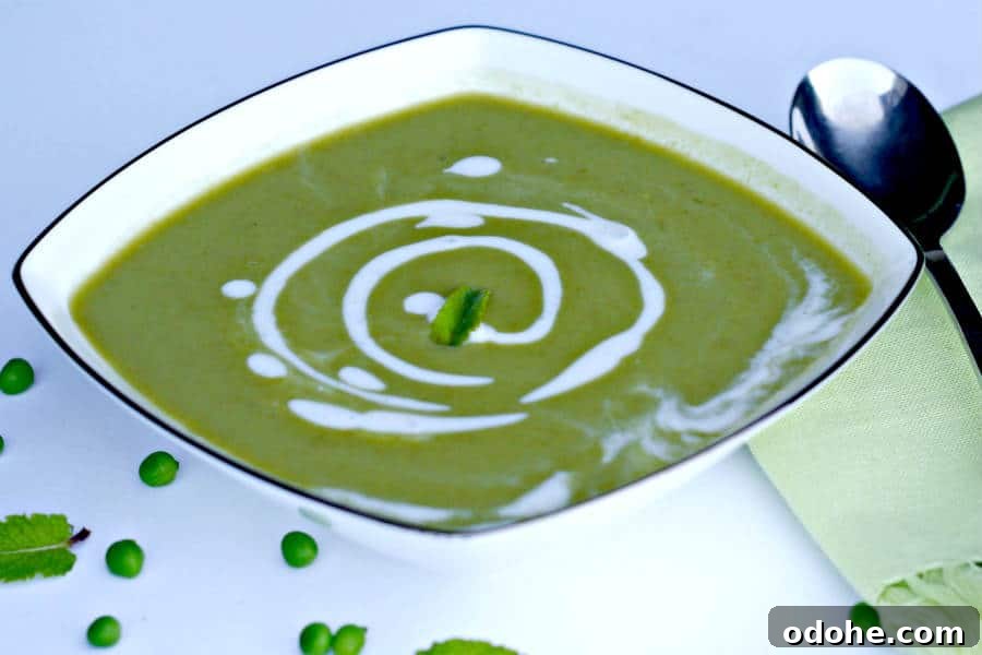 mint pea soup, chilled