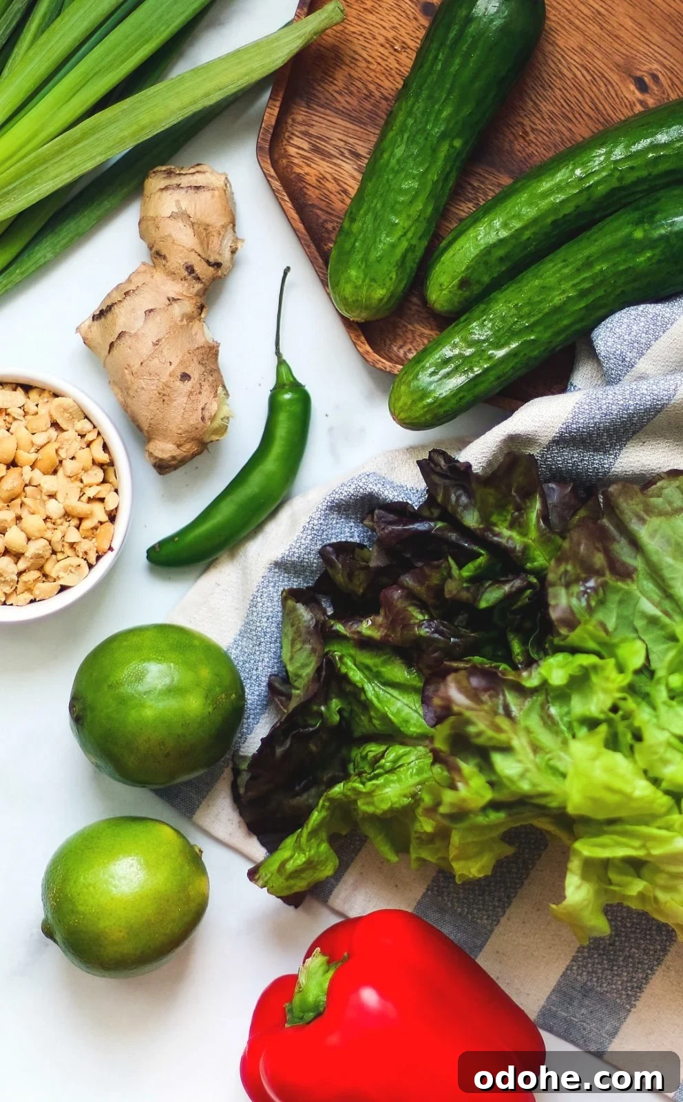 Instant Pot Ginger Chicken Lettuce Wraps Recipe 2 Fresh produce spread.
