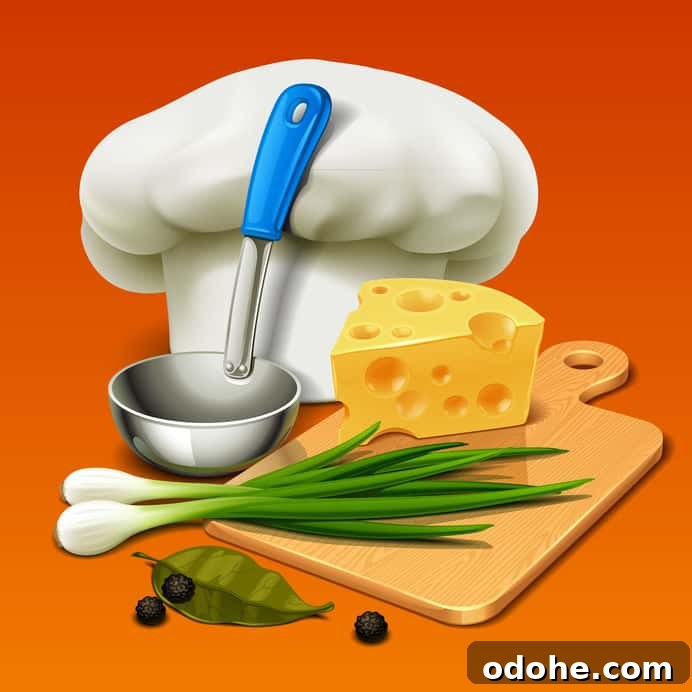 Buffalo Chicken Stuffed Peppers Recipe — Spicy Cheesy Baked Peppers 4 graphic of countertop with chef hat