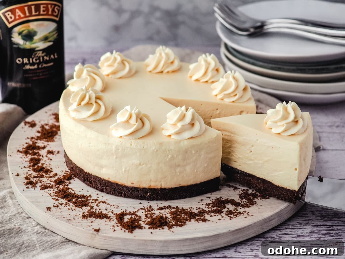 No-Bake Cheesecake Recipes: Simple, No-Oven Dessert Ideas 10 Removing a slice of Baileys cheesecake.