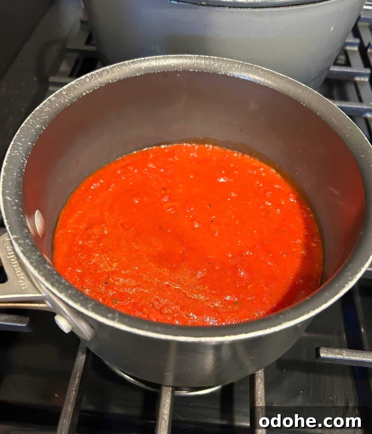 Crispy Fried Mozzarella Balls with Marinara Dip 8 Marinara sauce warming in pot.