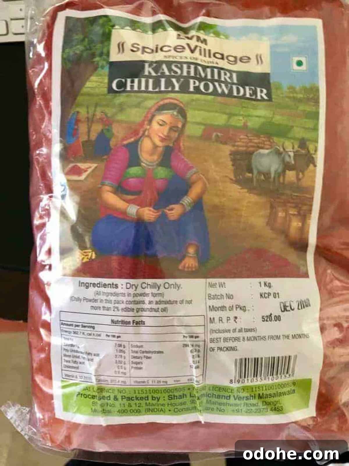 package or red Kashmiri chili.