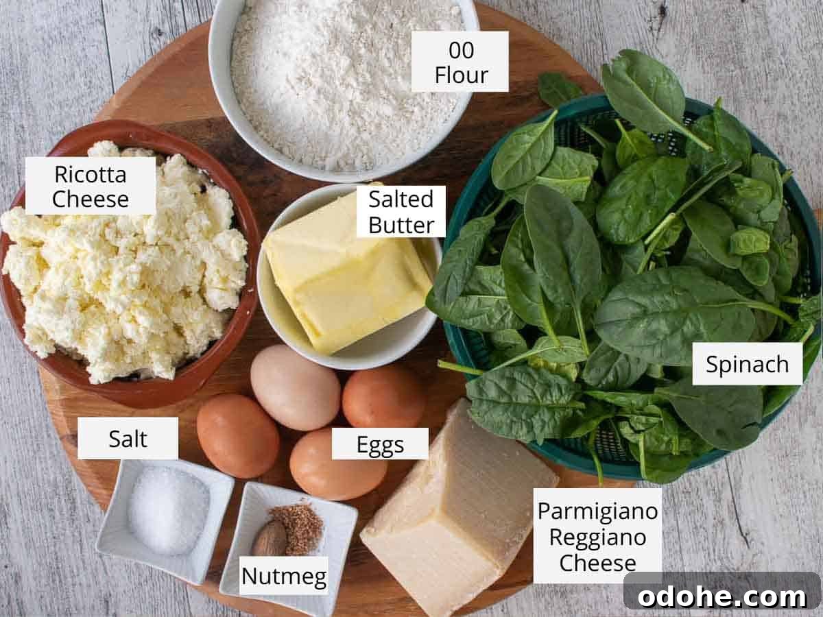 Fresh Spinach and Ricotta Ravioli Recipe for Homemade Pasta 3 Ingredients for this recipe as listed in the recipe card.