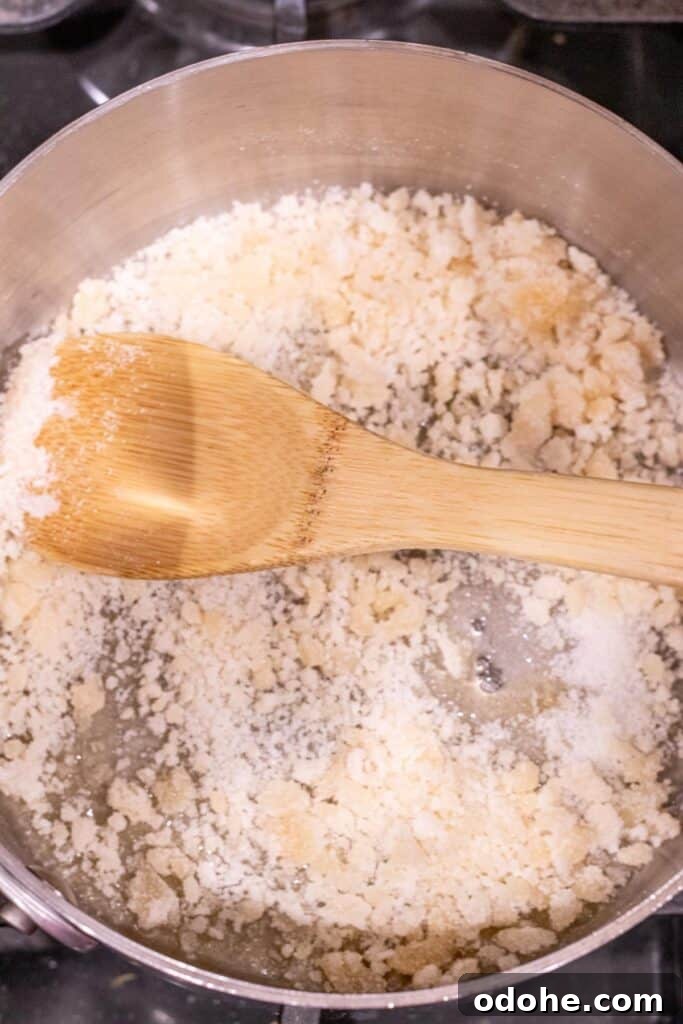 sugar melting in saucepan
