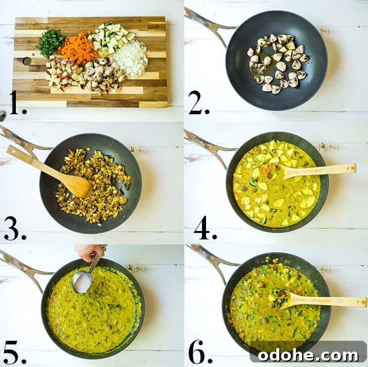 Collage of pictures showing how to make vegetable curry