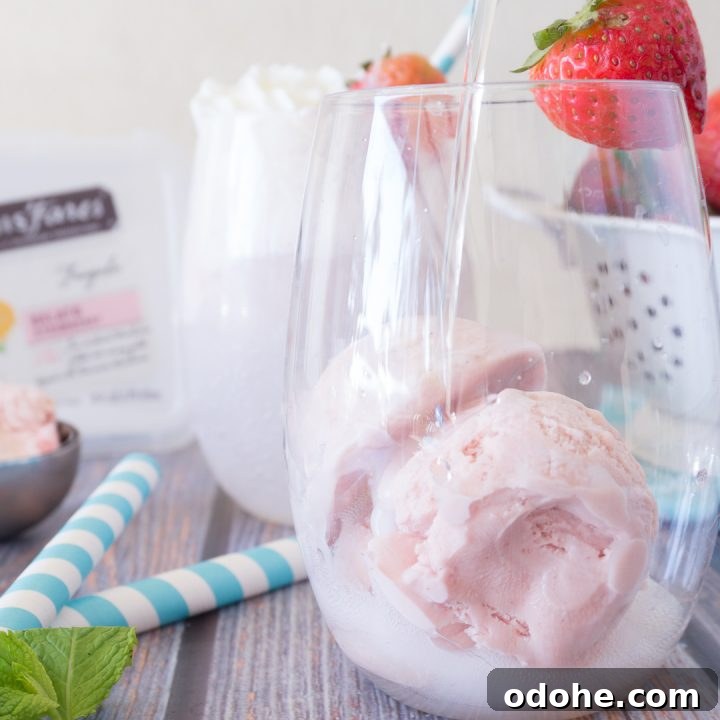 making sparkling strawberry floats