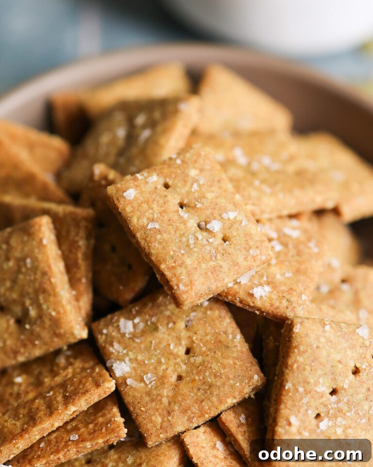 Salted Cheesy Pumpkin Seed Crackers in a bowl.