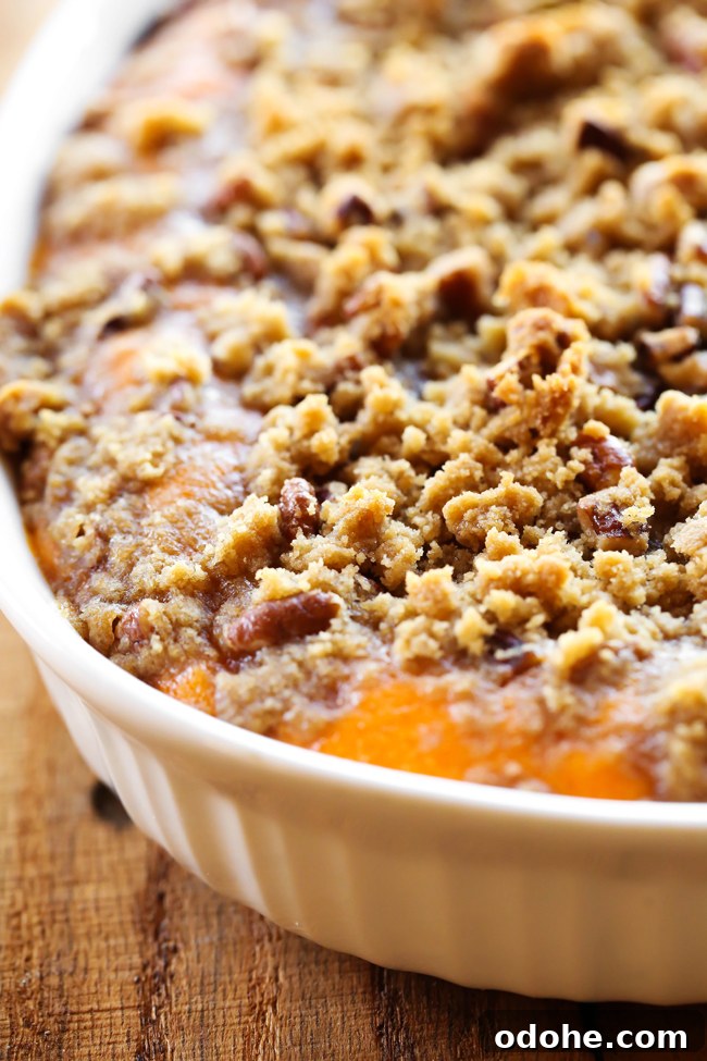 Sweet Potato Casserole Recipe for Thanksgiving Sides 4 Sweet Potato Casserole in pan
