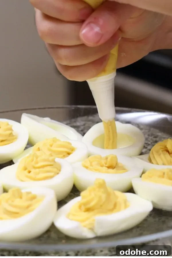 filling eggs
