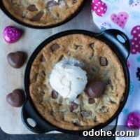 Skillet Chocolate Chunk Cookies: Gooey Baked Cookie Recipe 2 Chocolate Chunk Skillet Cookies from thelittlekitchen.net
