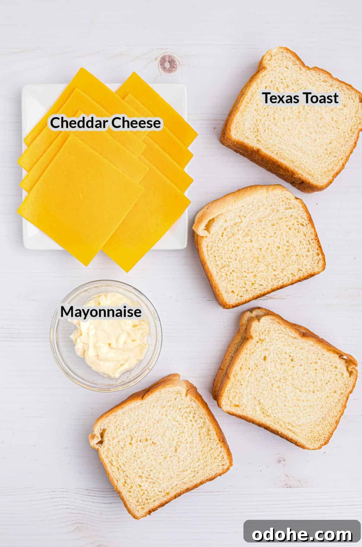 Perfect Grilled Cheese on a Blackstone Griddle: Melted & Crispy 3 Overhead Image of Blackstone Grilled Cheese Ingredients