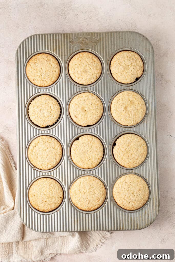 Cooked lemon cupcakes in a baking tin.