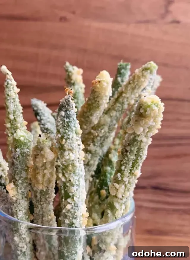 green bean fries in glass