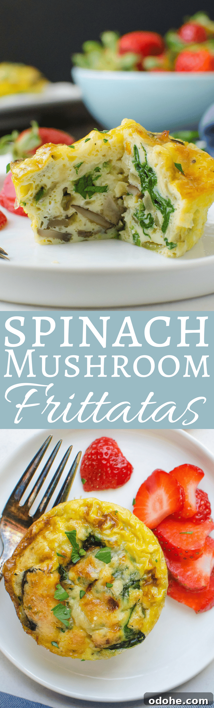 Spinach and Mushroom Mini Frittatas for Quick Breakfasts 11 This simple recipe for Individual Spinach Mushroom Frittatas makes it easy to have a healthy, delicious breakfast every morning!