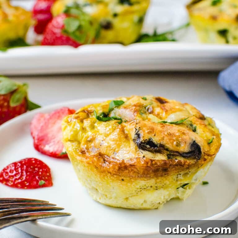 Spinach and Mushroom Mini Frittatas for Quick Breakfasts 10 Individual mushroom spinach frittatas.