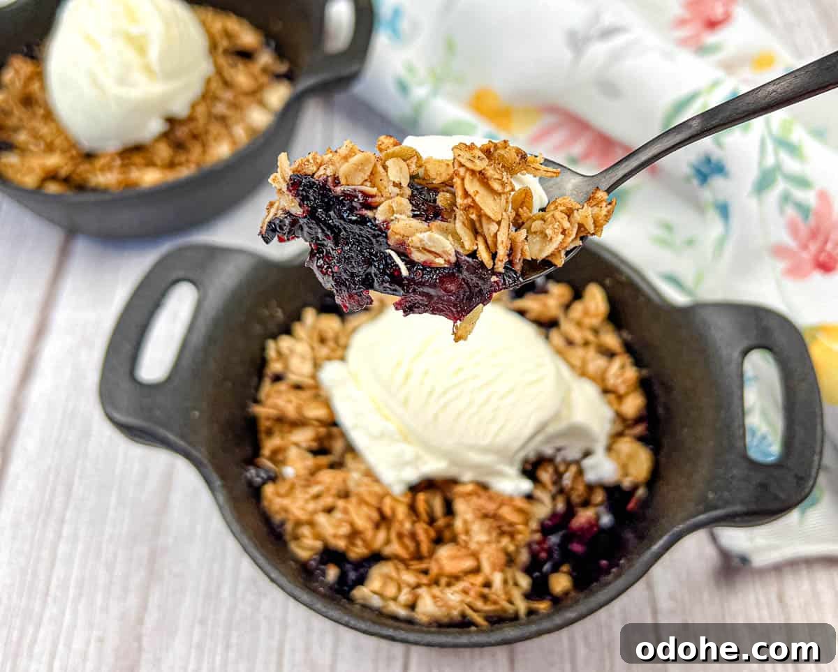 31 Memorial Day Recipes to Start Cookout Season Right 23 A spoon lifts a portion of Smoked Berry Crisp from a bowl.